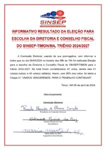 Informativo Eleição SINSEP/TIMON