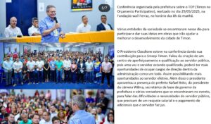 Conferência organizada pela Prefeitura sobre o TOP (Timon no Orçamento Participativo)
